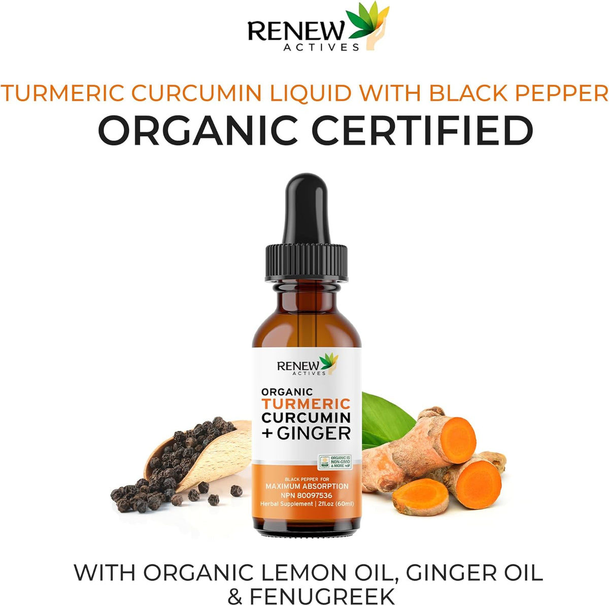 Renew Actives Organic Turmeric Curcumin Liquid Extract with