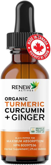 Renew Actives Organic Turmeric Curcumin Liquid Extract with Ginger & Lemon Oil