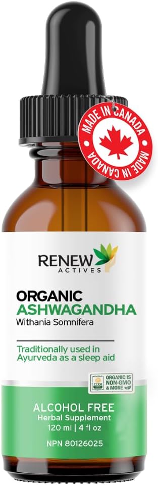 Renew Actives Ashwagandha Liquid - Cleansing Rejuvenative Tonic and Sleep Aid Supplement - 120 ml