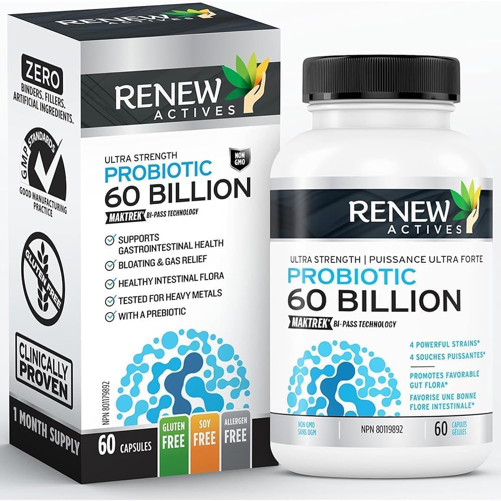 Renew Actives Probiotics 60 Billion CFU with MAKTREK Bi-Pass Technology - 60 Capsules