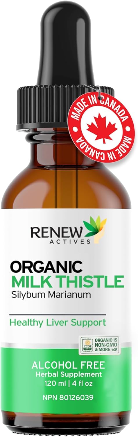 Renew Actives Milk Thistle Liquid Extract - Vegan Liver Cleanse Supplement Drops, 2 fl oz