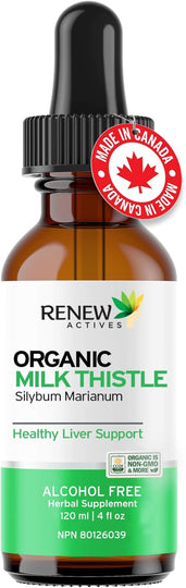 Renew Actives Milk Thistle Liquid Extract - Vegan Liver Cleanse Supplement Drops, 2 fl oz