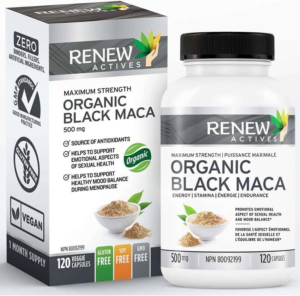 Black MACA Dietary Supplement Pills 1000mg - Gelatinized Peruvian Black Maca Root Powder