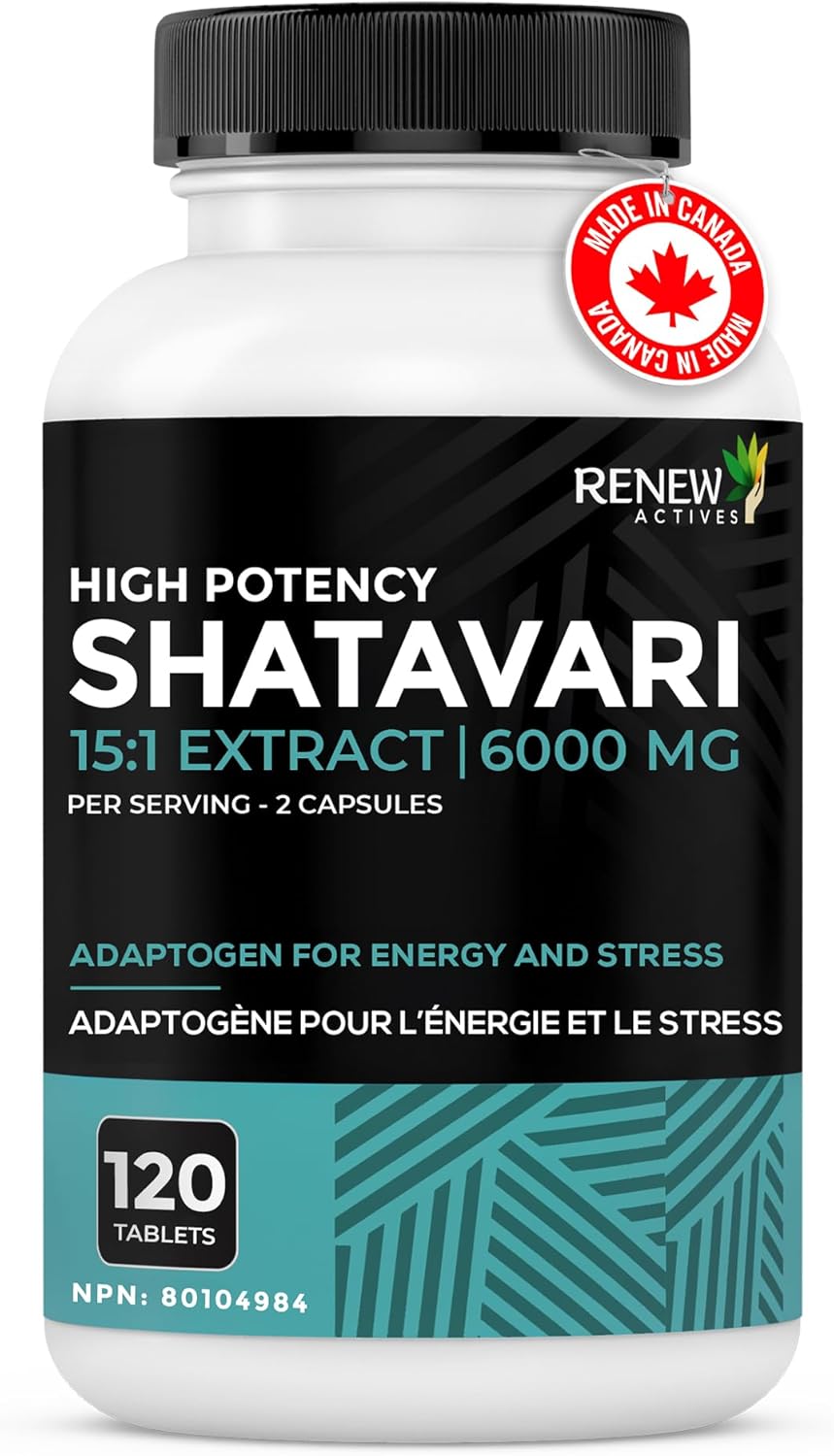 Renew Actives Shatavari 400mg – Natural Adaptogen for Energy & Vitality – 120 Capsules