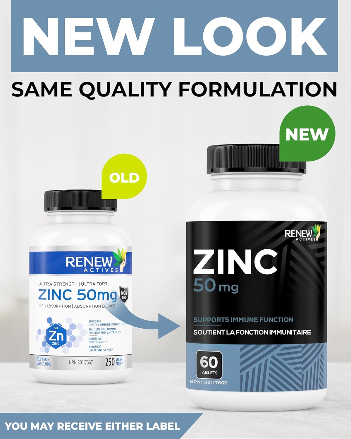 Renew Actives Zinc Supplements, 8 Month Supply (250 Count)