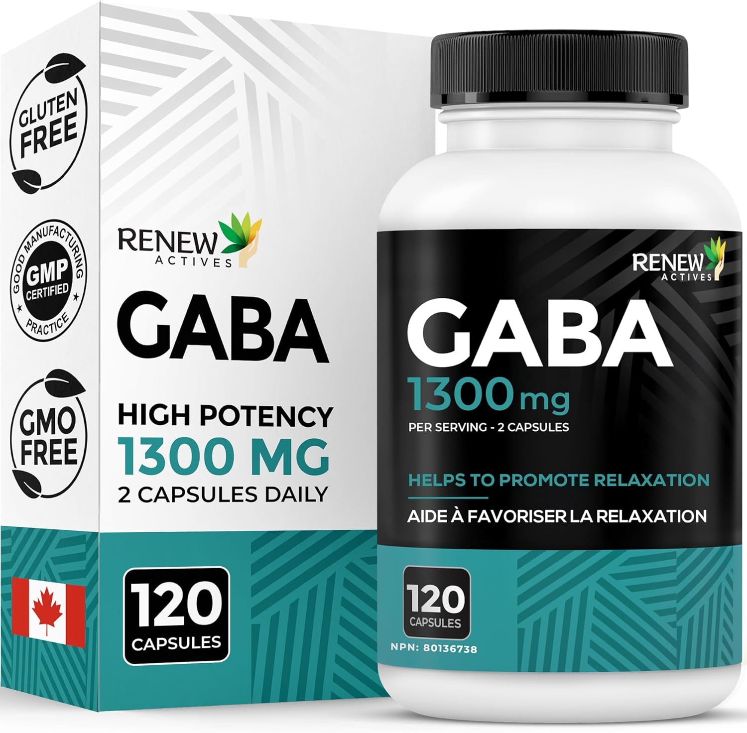 Renew Actives Gaba 1300mg – Calm, Relaxation & Sleep Support – 120 Capsules