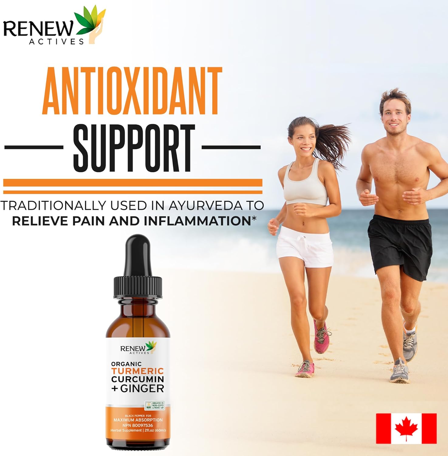 Renew Actives Organic Turmeric Curcumin Liquid Extract with Ginger & Lemon Oil