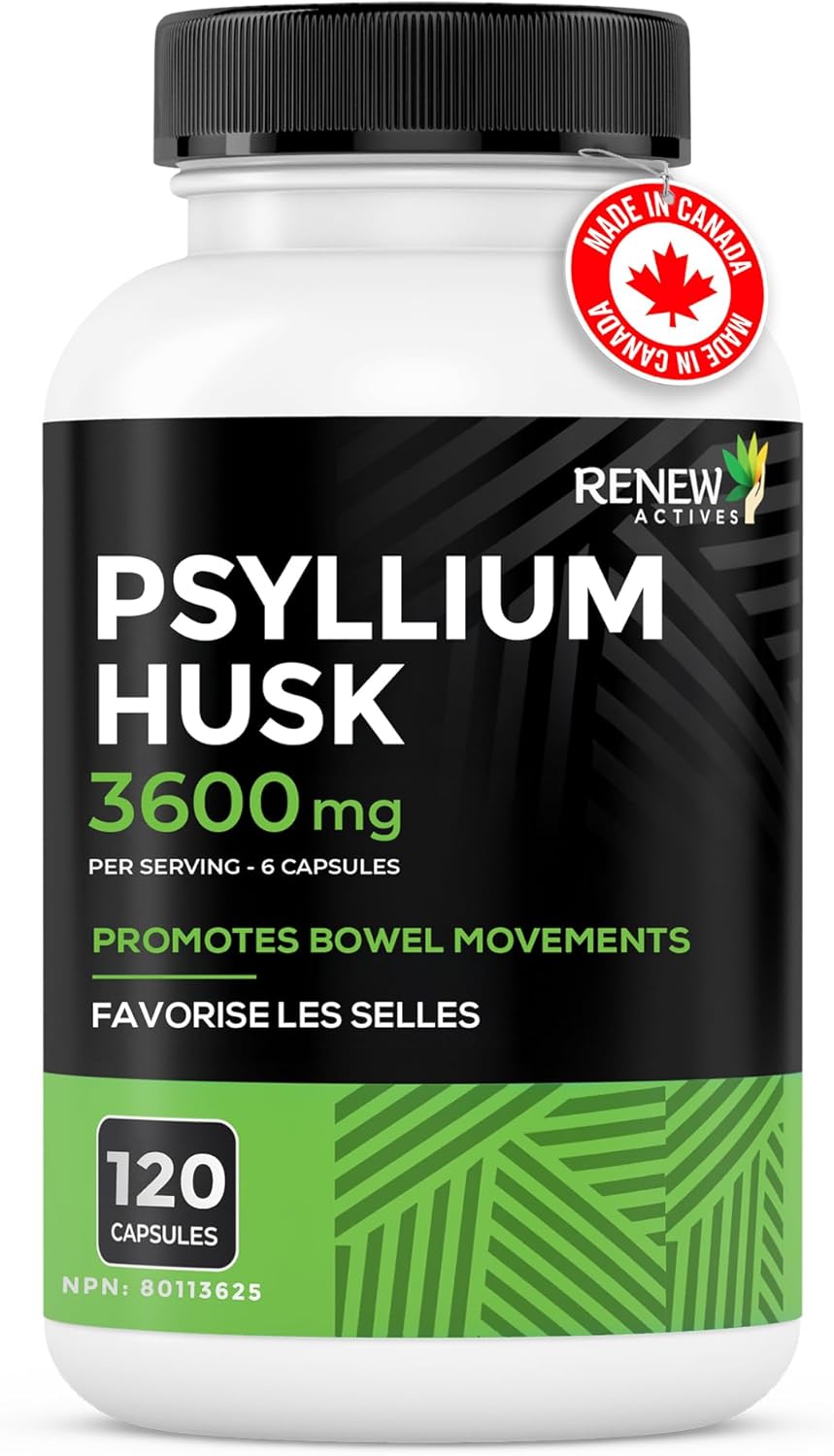 Renew Actives Psyllium Husk Capsules, 600 mg, 120 Capsules, Soluble Fiber Supplement