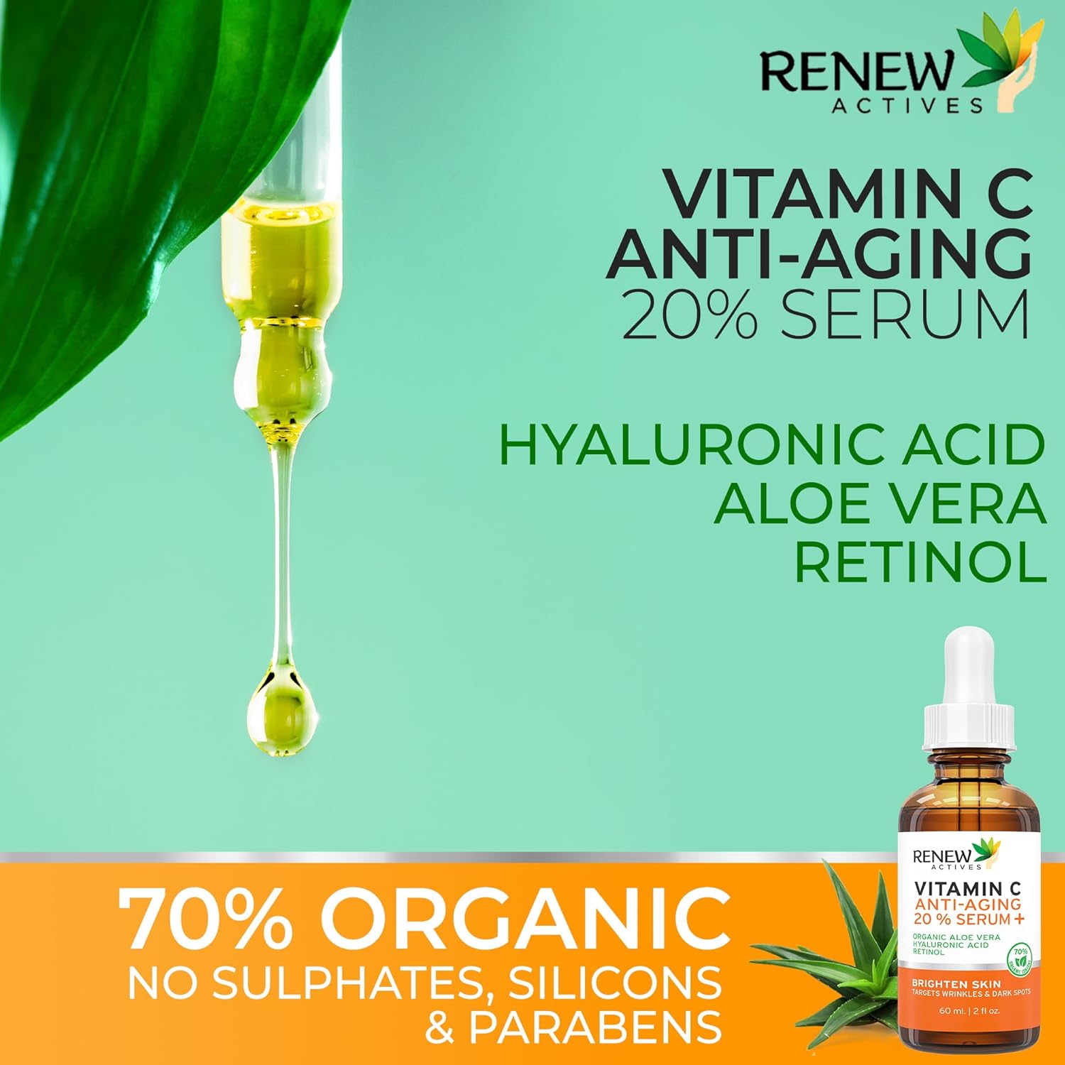 Renew Actives Vitamin C Serum – Anti-Aging Serum with Vitamin C, Hyaluronic Acid and Retinol