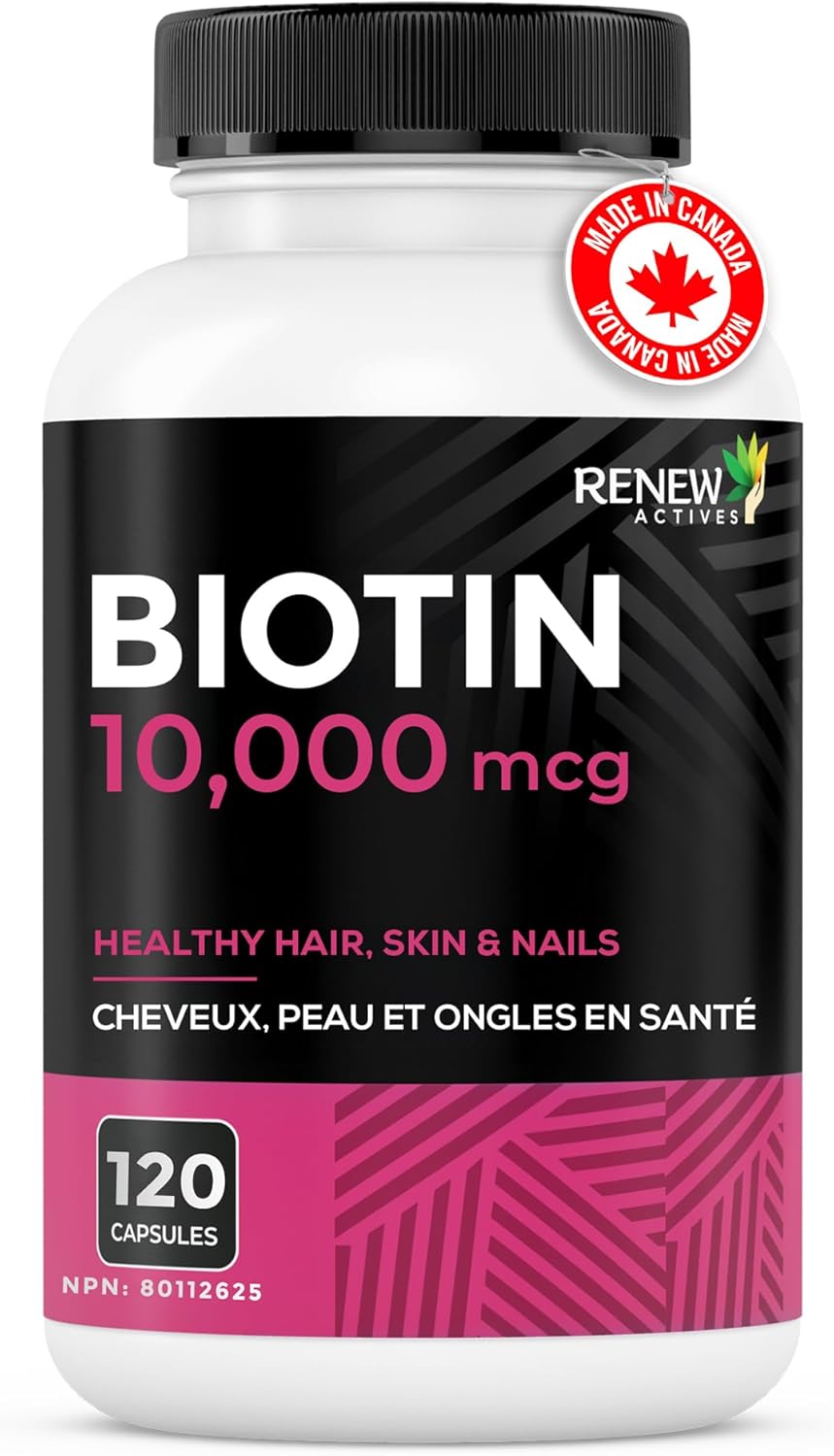 Renew Actives New Biotin & Calcium 10000mcg Supplement - for Healthy Hair Skin & Nails