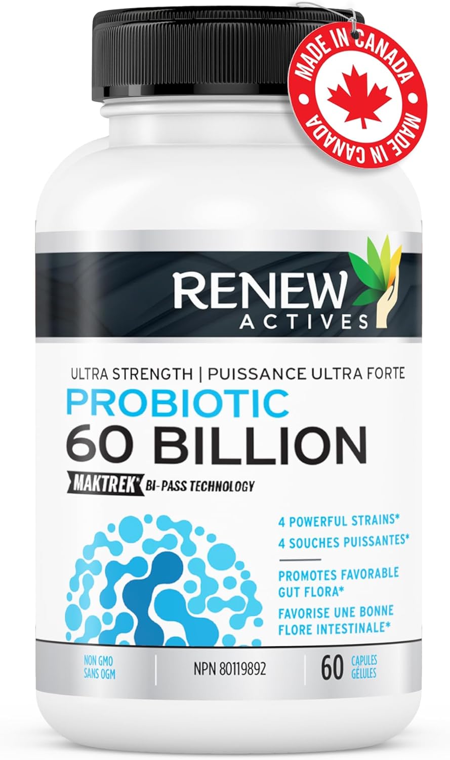 Renew Actives Probiotics 60 Billion CFU with MAKTREK Bi-Pass Technology - 60 Capsules