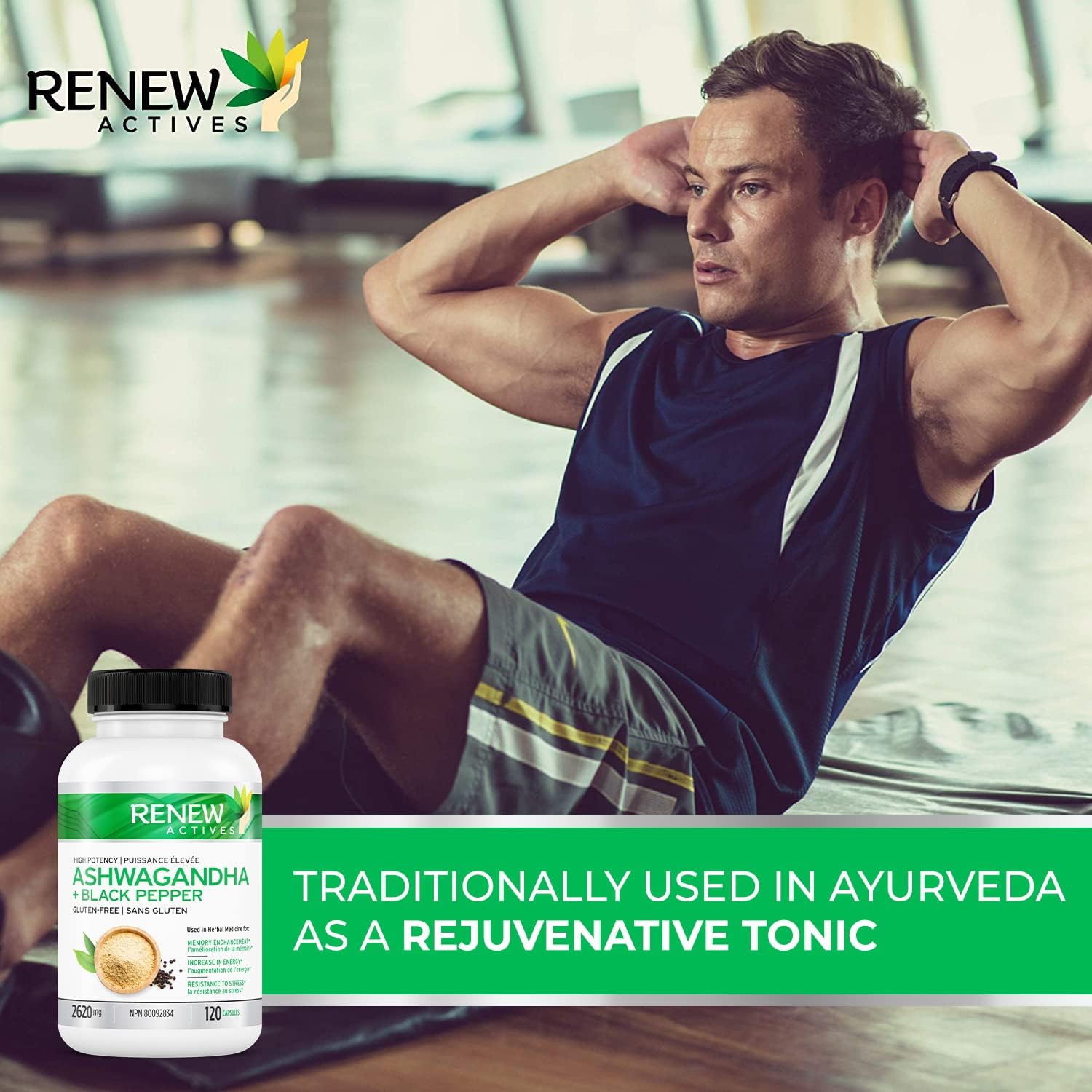 Renew Actives ORGANIC ASHWAGANDHA Capsules 1300 Mg