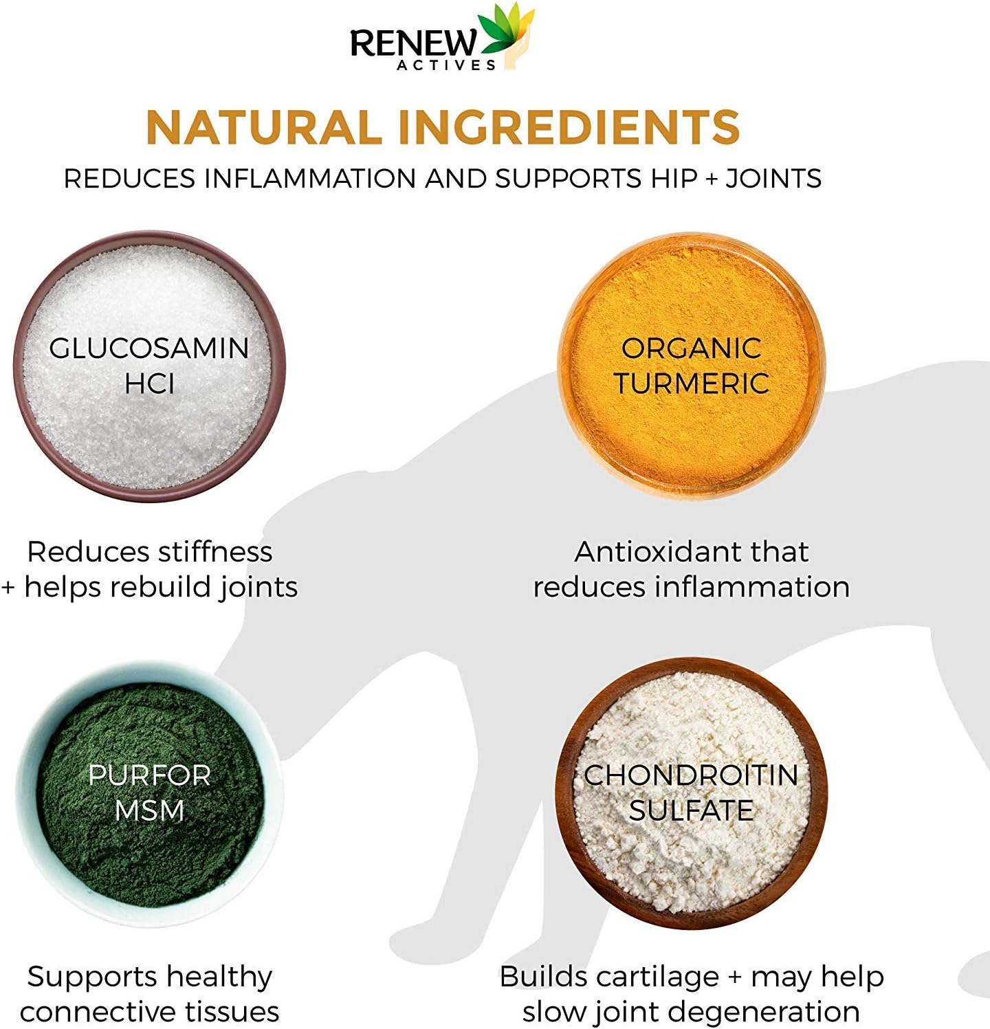 Renew Actives Dog Joint Pain Support Supplement, 120 Capsules