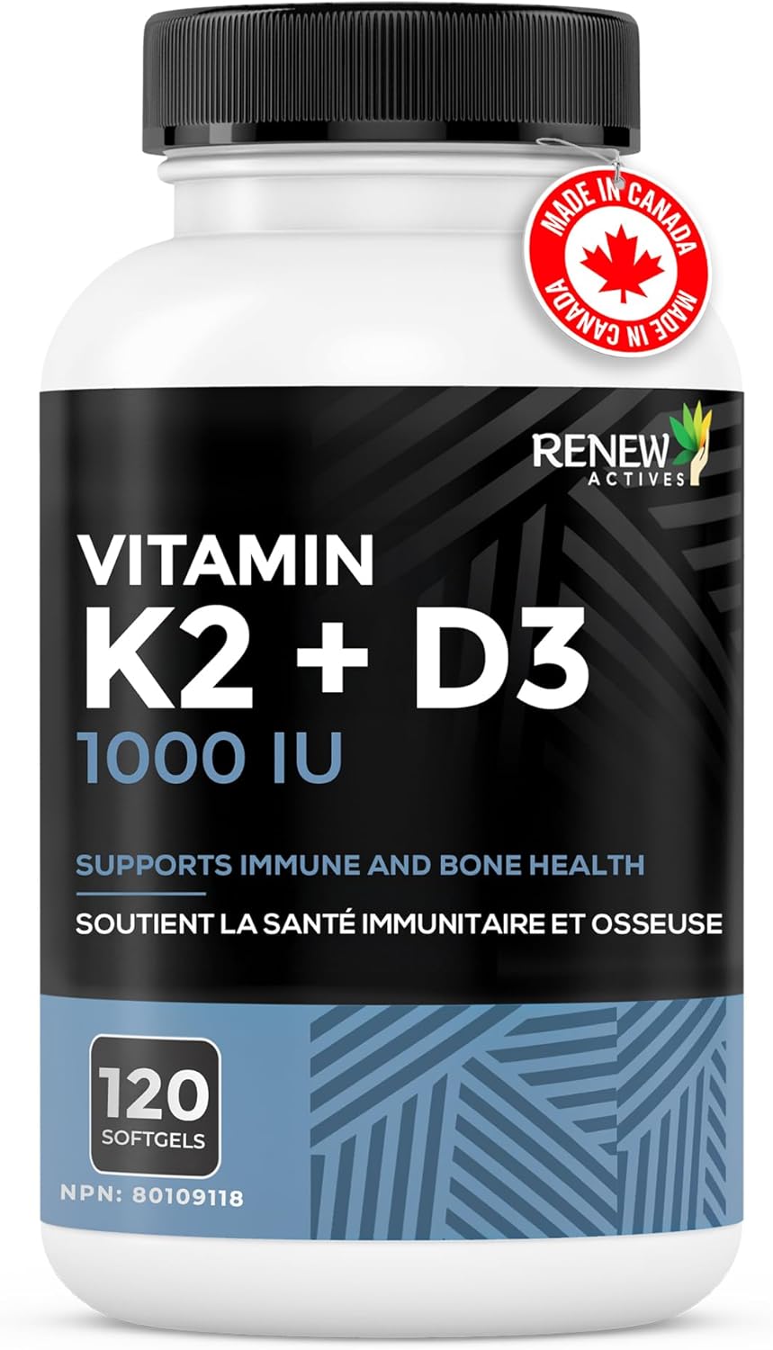 Renew Actives D3 K2 Supplement with Coconut Oil - 120 Soft Gels