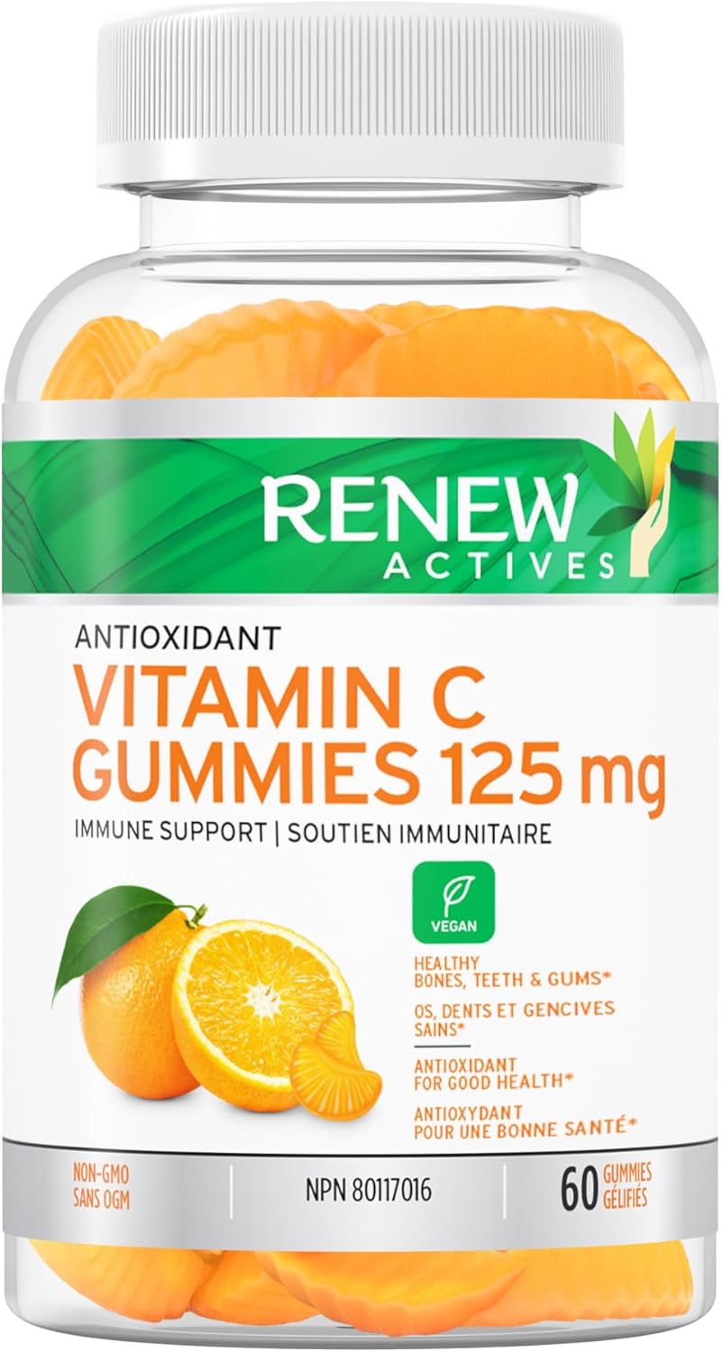 Renew Actives Vitamin C Gummies, (60 Count) 125MG, Like Eating Fresh Oranges
