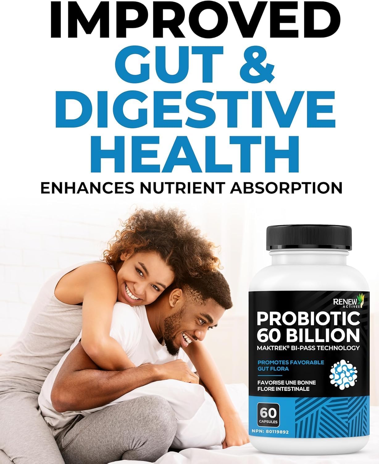 Renew Actives Probiotics 60 Billion CFU with MAKTREK Bi-Pass Technology - 60 Capsules