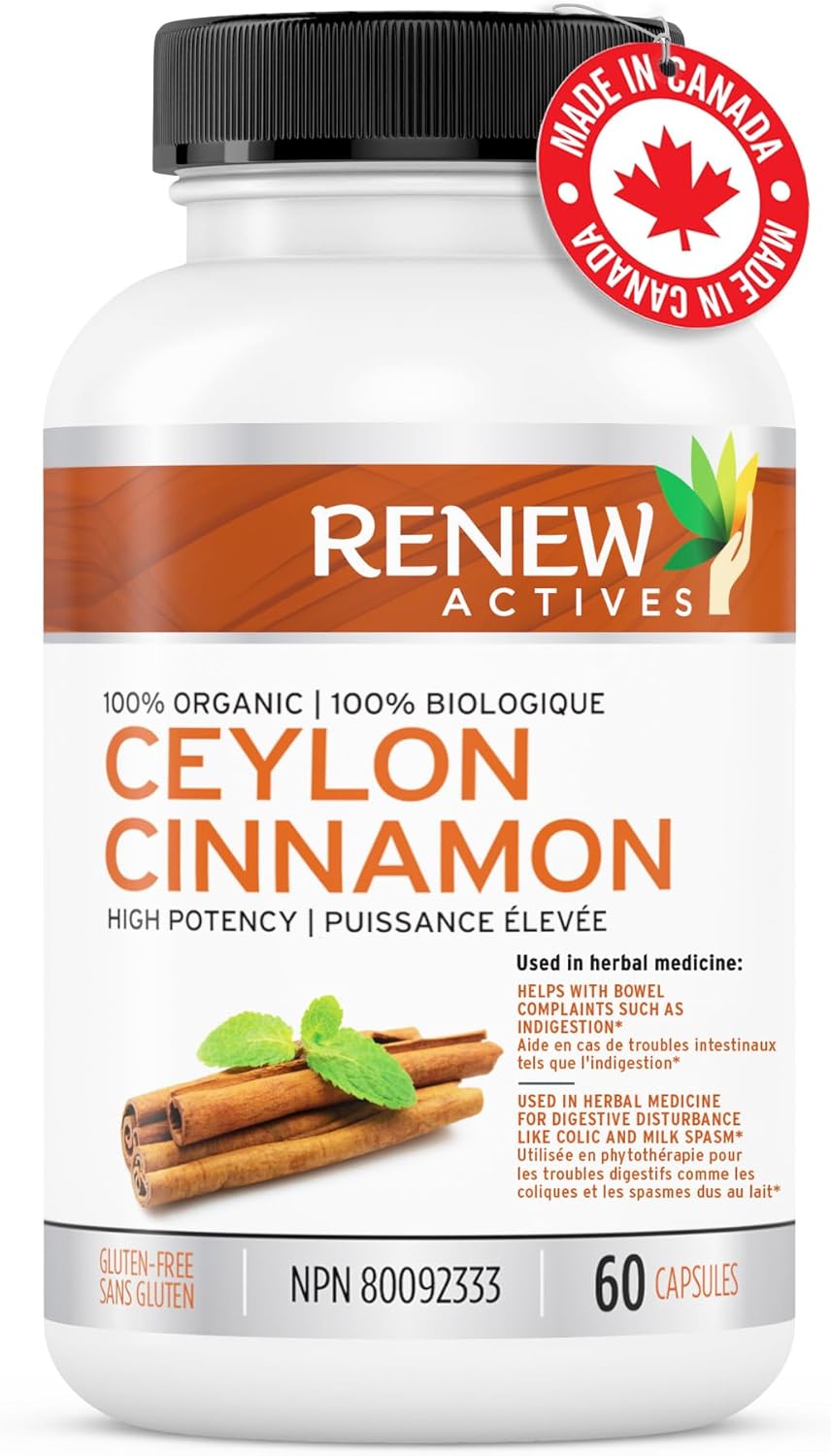 Renew Actives Organic Ceylon Cinnamon Supplement Capsules: Vegan Cinnamon Pills
