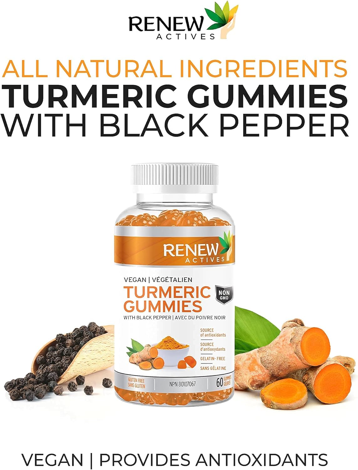 Renew Actives Turmeric Gummies with Black Pepper – 60 Pcs