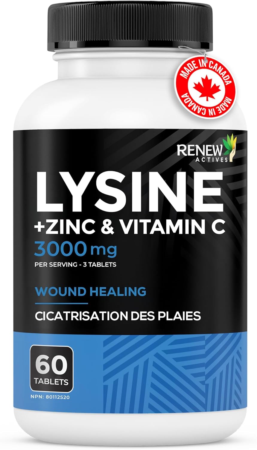 Renew Actives MAXIMUM STRENGTH L-Lysine 1000mg Capsules w. Zinc & Vitamin C (RARE)