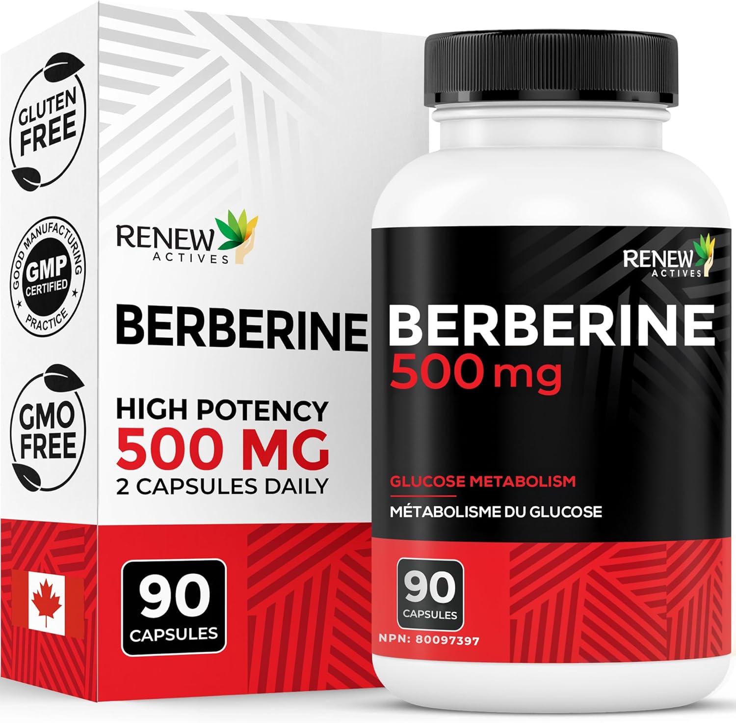 Renew Actives High Potency Berberine 500mg - 90 Capsules