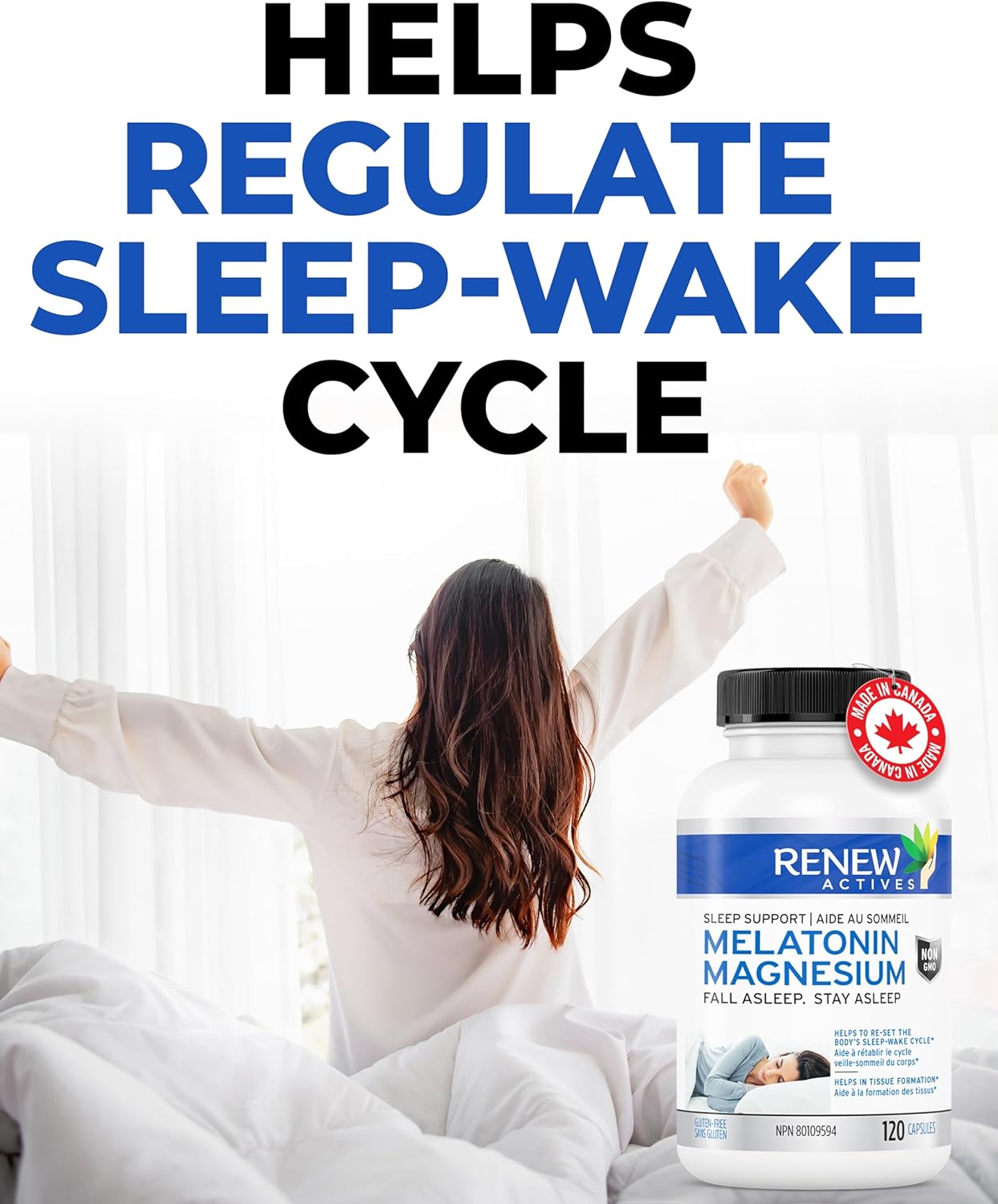 Renew Actives Melatonin: Magnesium Sleep Aid Vitamins with 10mg of Melatonin