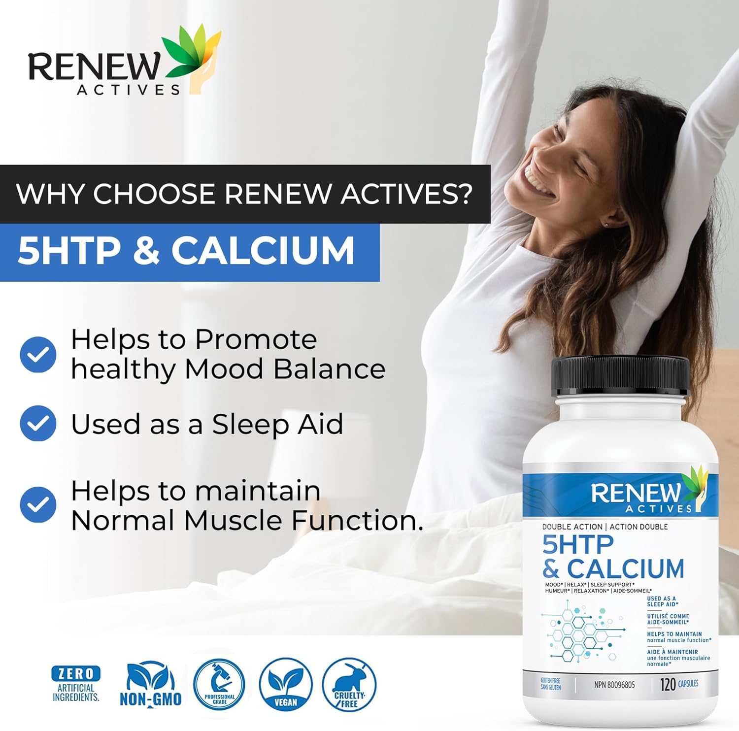 Renew Actives 5HTP & Calcium 200mg Supplement