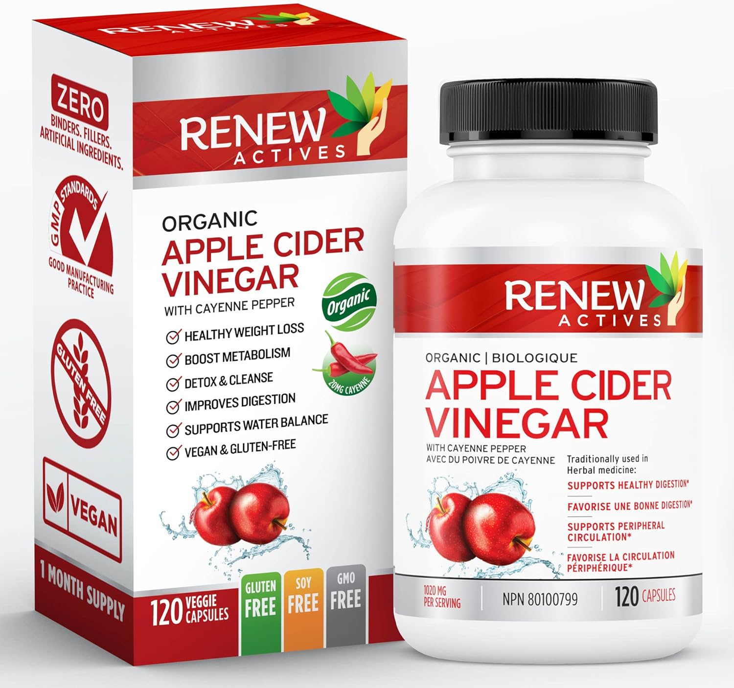Renew Actives Apple Cider Vinegar 500mg + 10mg Cayenne Pepper