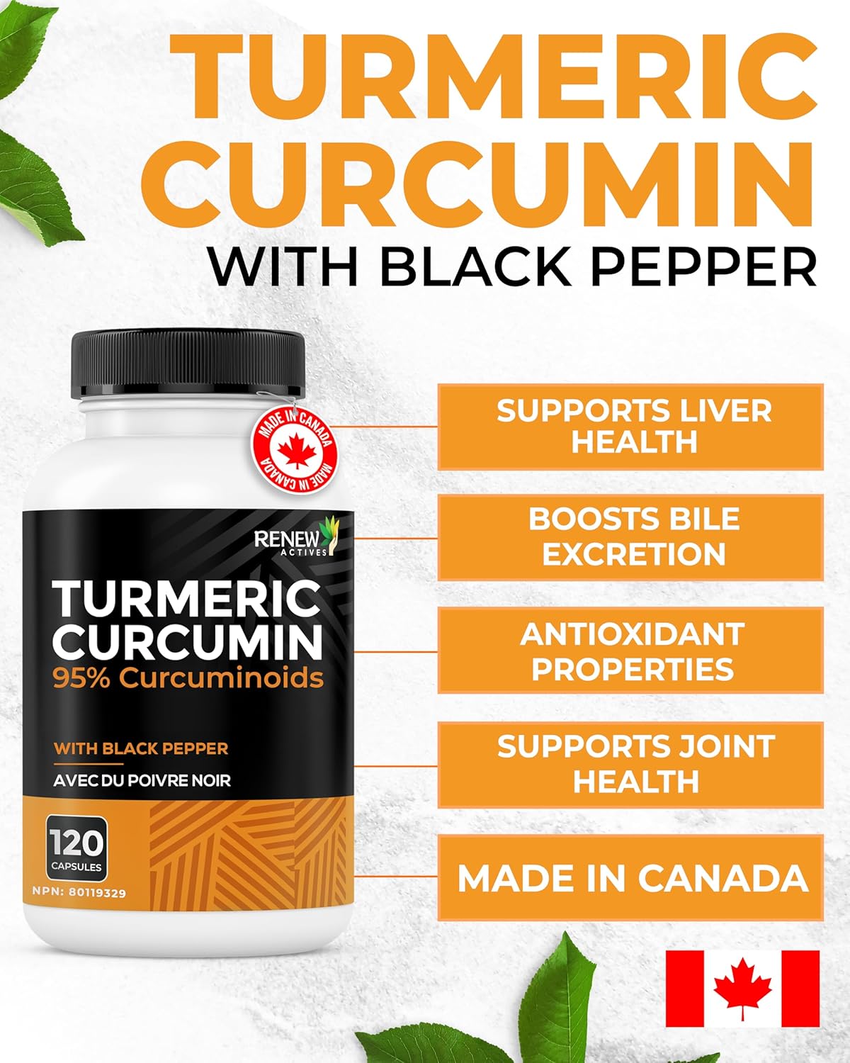 TURMERIC + BLACK PEPPER Capsules - Turmeric Curcumin w Bioperine