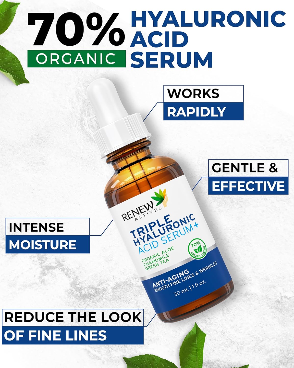 Renew Actives Hyaluronic Acid Serum for Face 30 mL / 1 Fl Oz