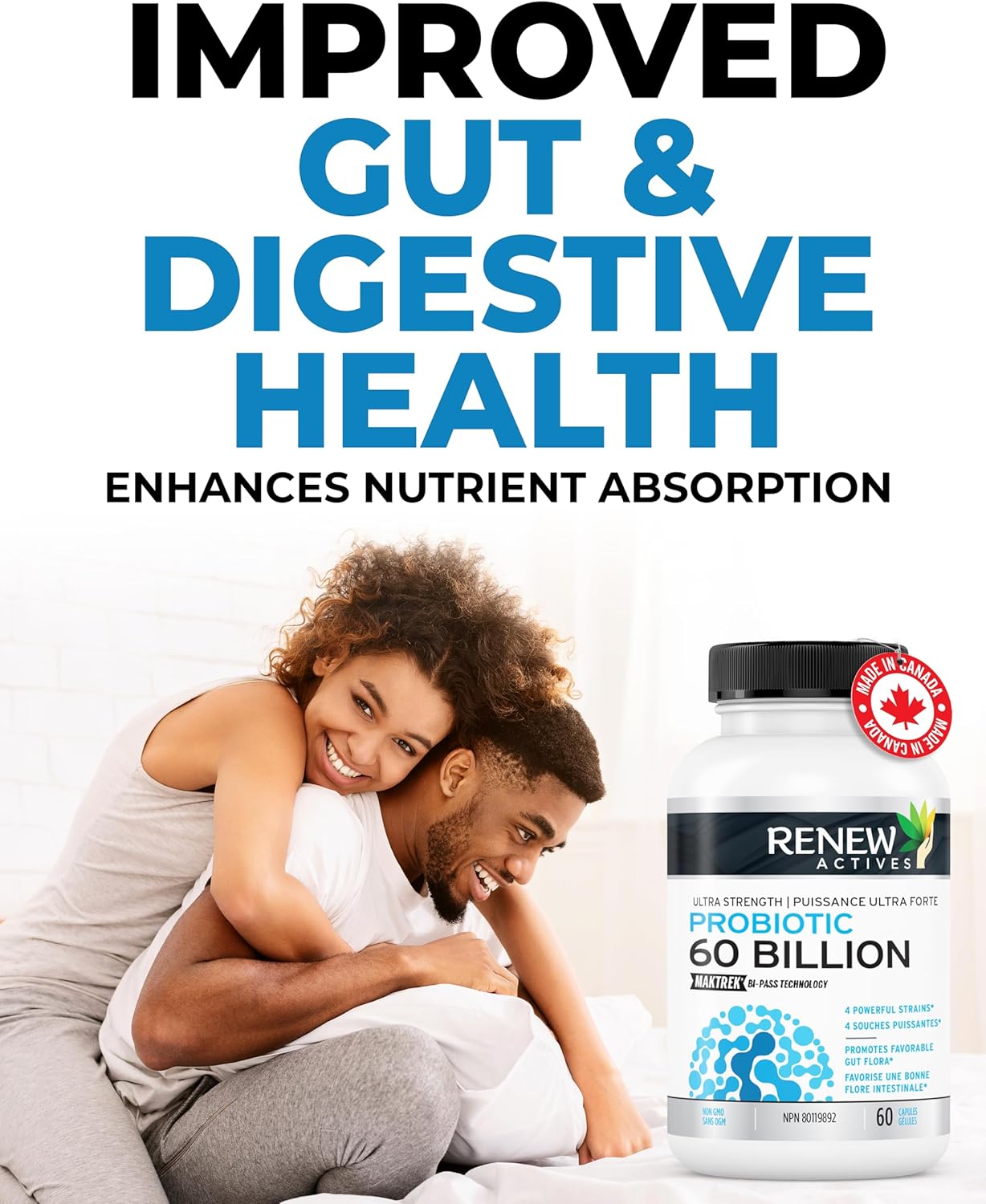 Renew Actives Probiotics 60 Billion CFU with MAKTREK Bi-Pass Technology - 60 Capsules