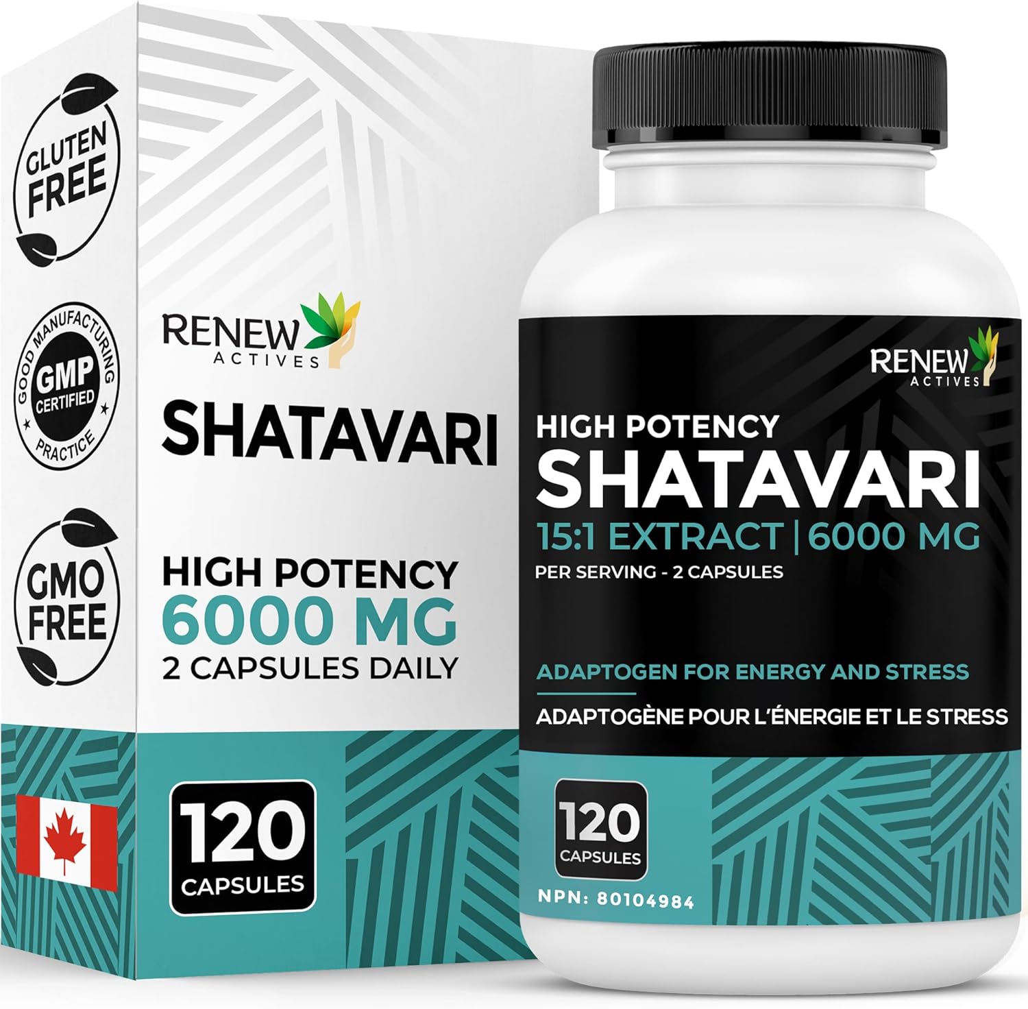 Renew Actives Shatavari 400mg – Natural Adaptogen for Energy & Vitality – 120 Capsules