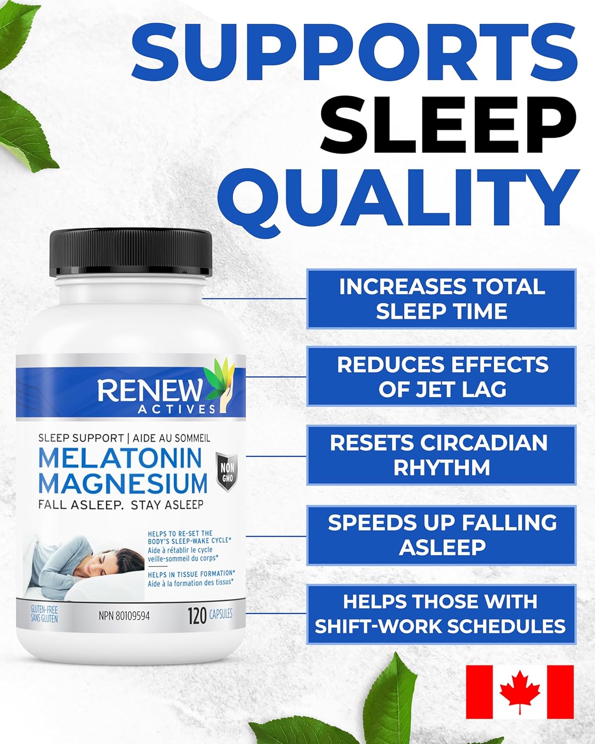 Renew Actives Melatonin: Magnesium Sleep Aid Vitamins with 10mg of Melatonin