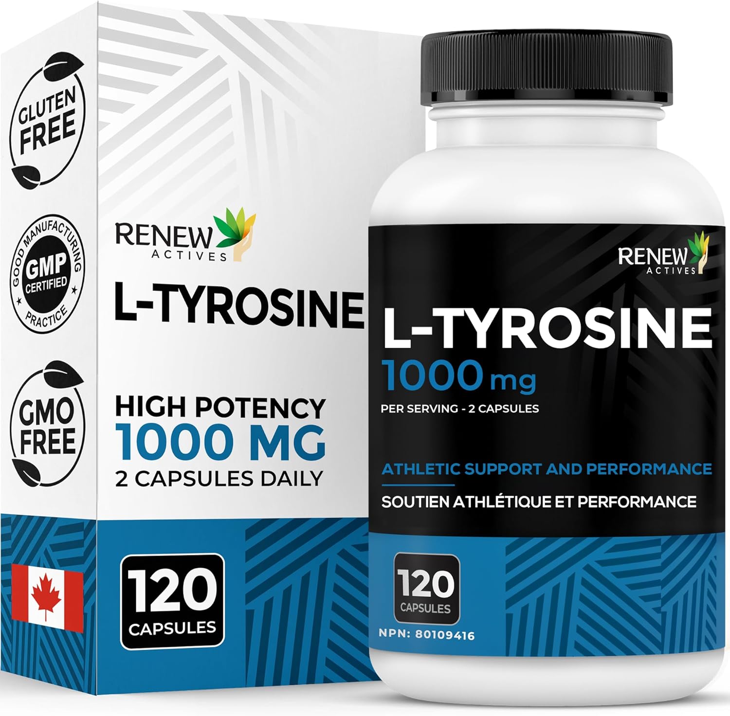 Renew Actives L-Tyrosine 500mg Capsules: 120 Vegan Easy to Swallow