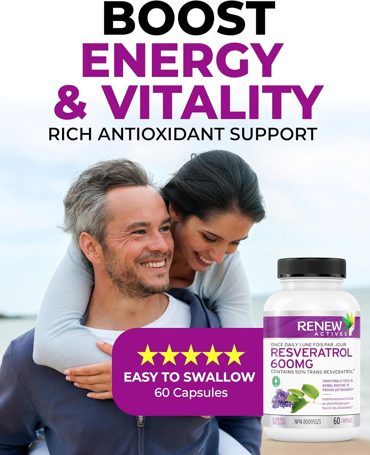 Renew Actives Optimized Resveratrol Supplement 600mg