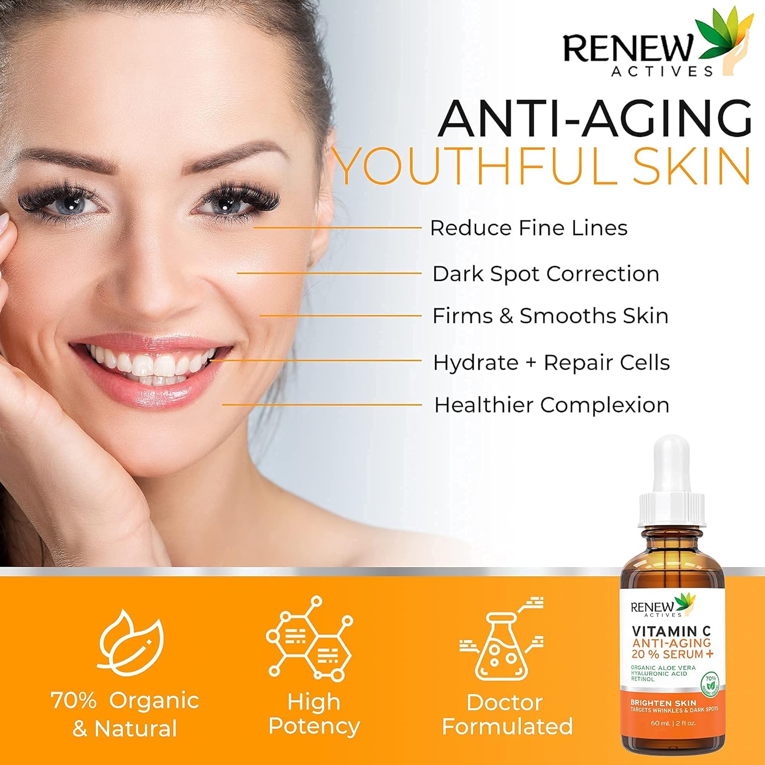 Renew Actives Vitamin C Serum – Anti-Aging Serum with Vitamin C, Hyaluronic Acid and Retinol