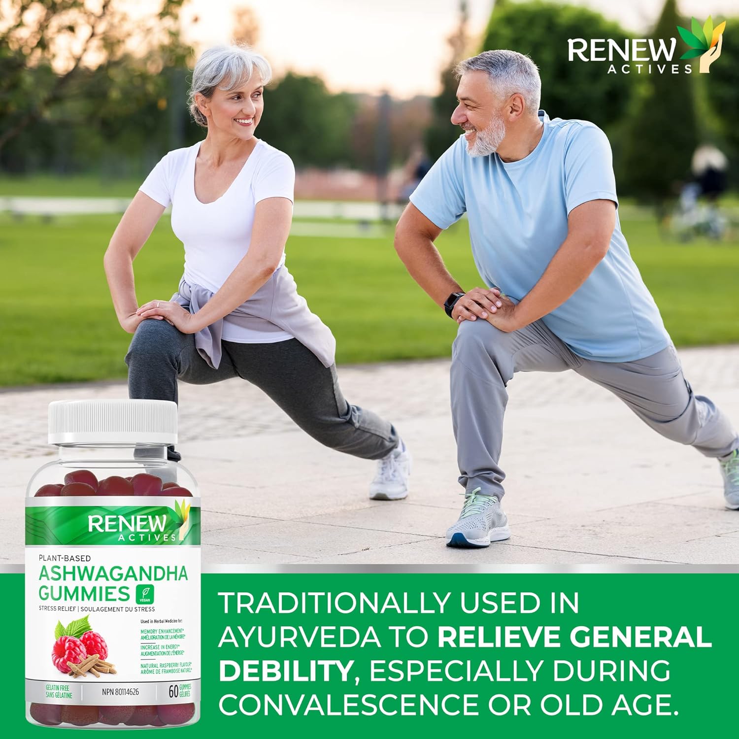 Renew Actives Ashwagandha Gummies, 1500mg Ashwagandha, Great Taste Mixed Berry Flavor