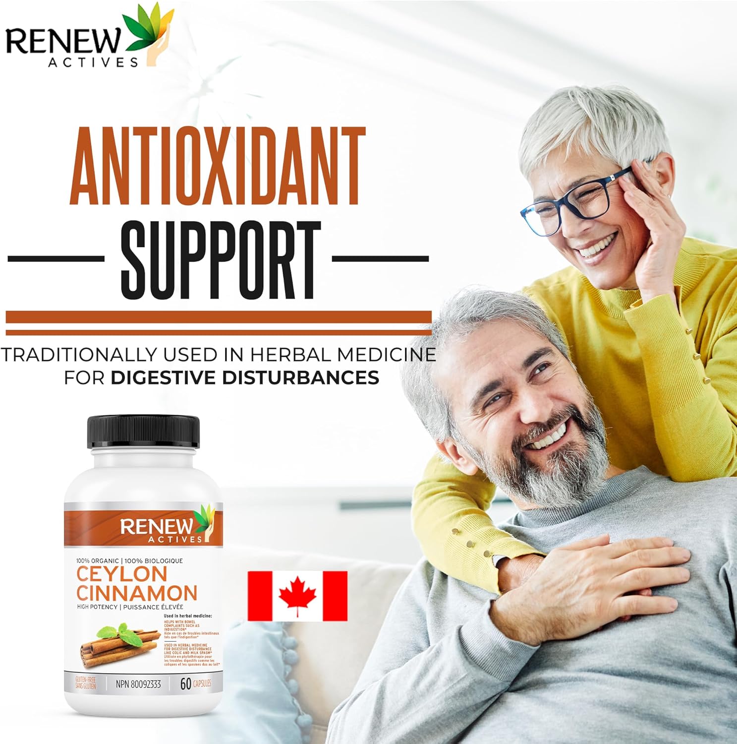 Renew Actives Organic Ceylon Cinnamon Supplement Capsules: Vegan Cinnamon Pills