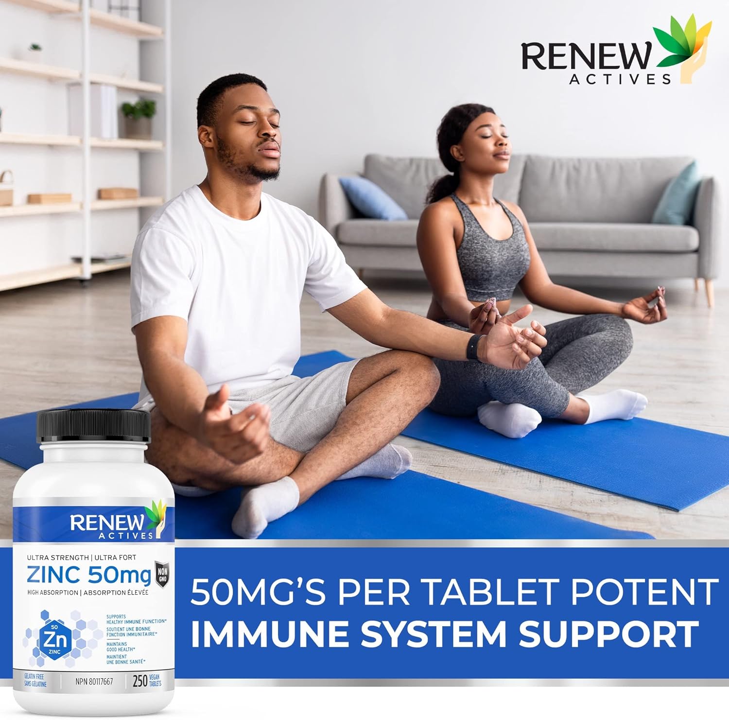 Renew Actives Zinc Supplements, 8 Month Supply (250 Count)