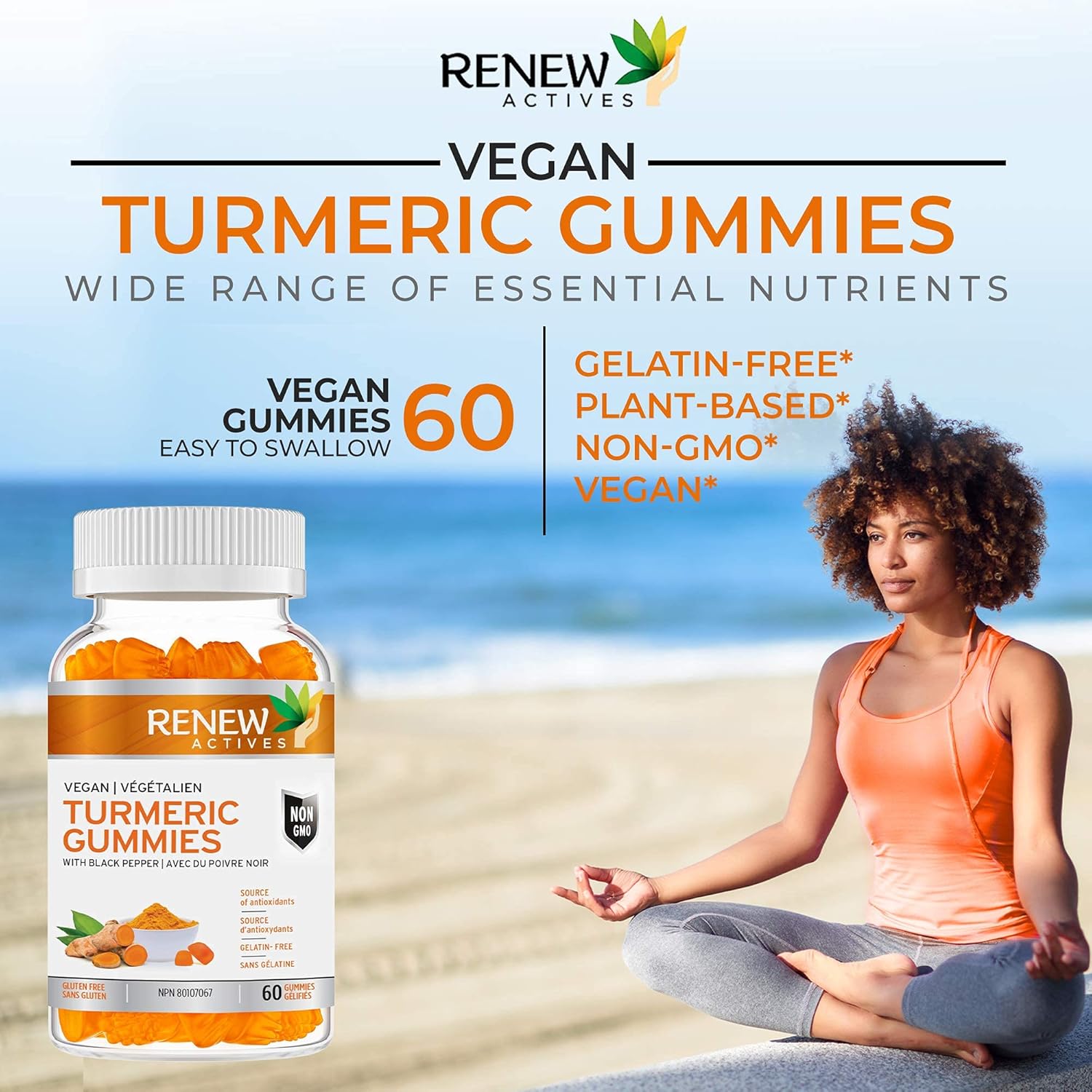 Renew Actives Turmeric Gummies with Black Pepper – 60 Pcs