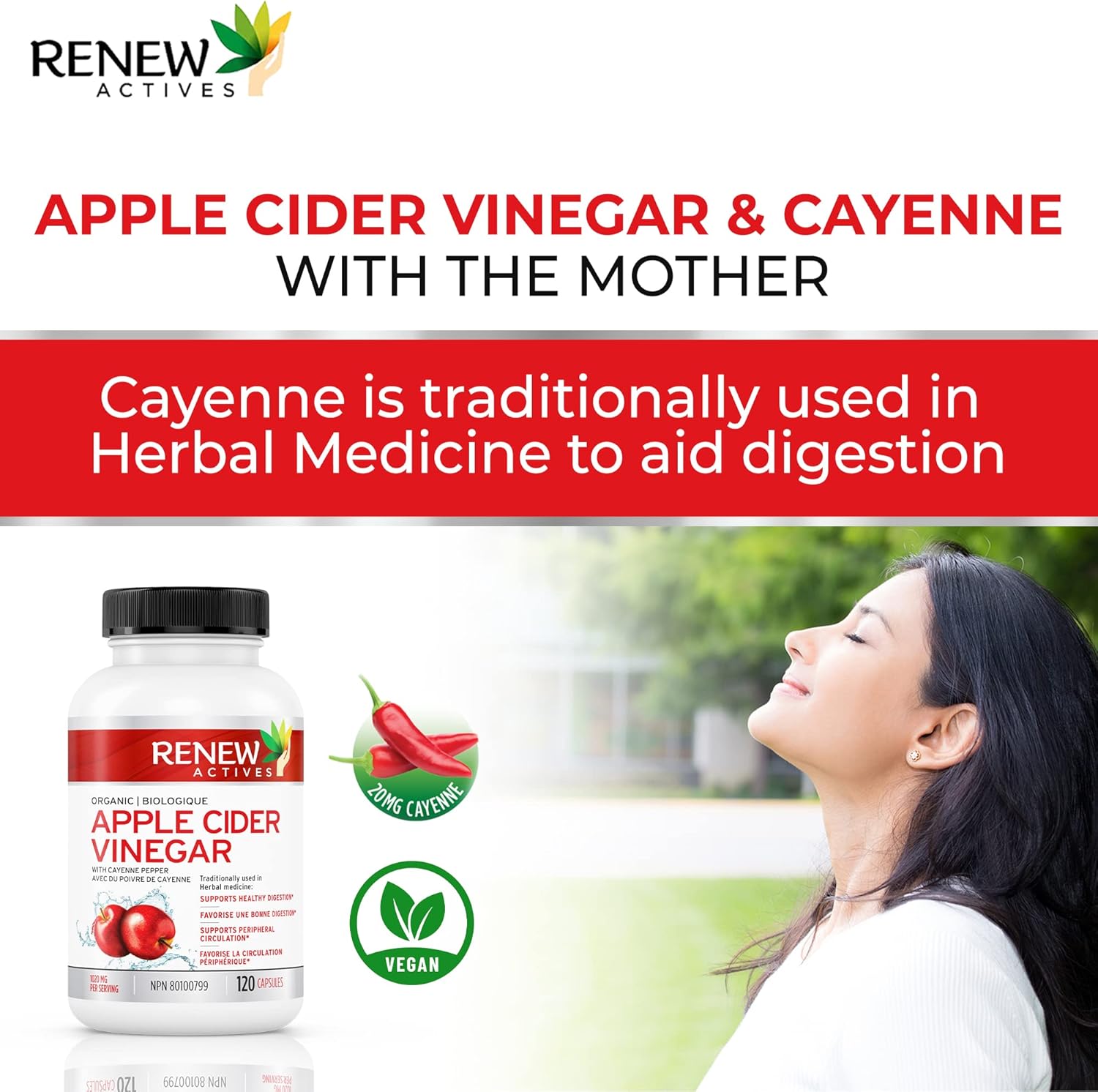 Renew Actives Apple Cider Vinegar 500mg + 10mg Cayenne Pepper