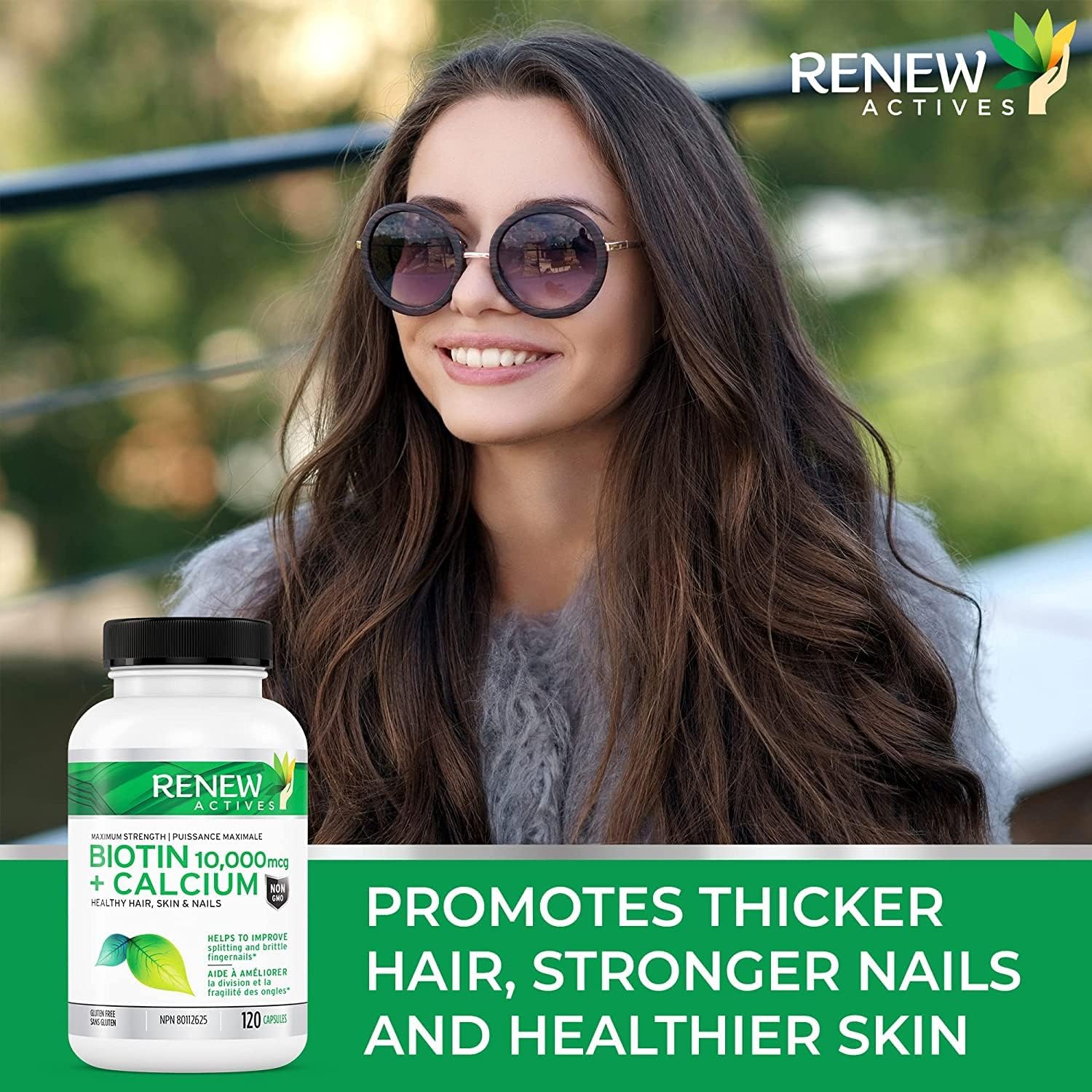 Renew Actives New Biotin & Calcium 10000mcg Supplement - for Healthy Hair Skin & Nails