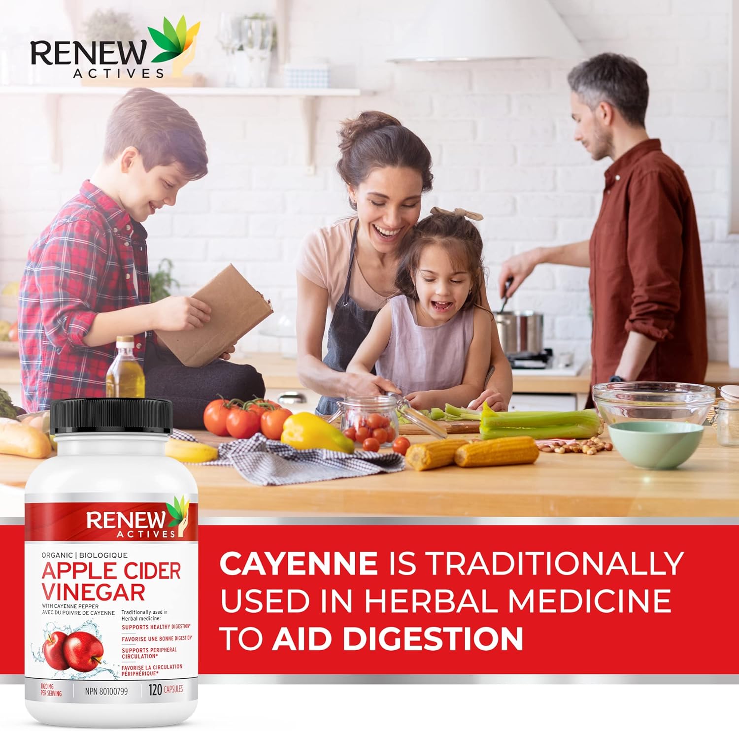 Renew Actives Apple Cider Vinegar 500mg + 10mg Cayenne Pepper