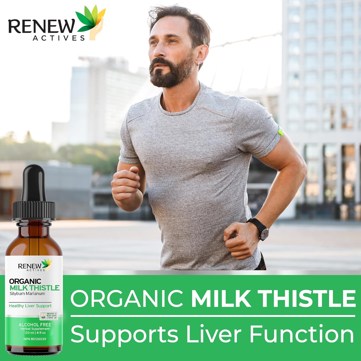 Renew Actives Milk Thistle Liquid Extract - Vegan Liver Cleanse Supplement Drops, 2 fl oz
