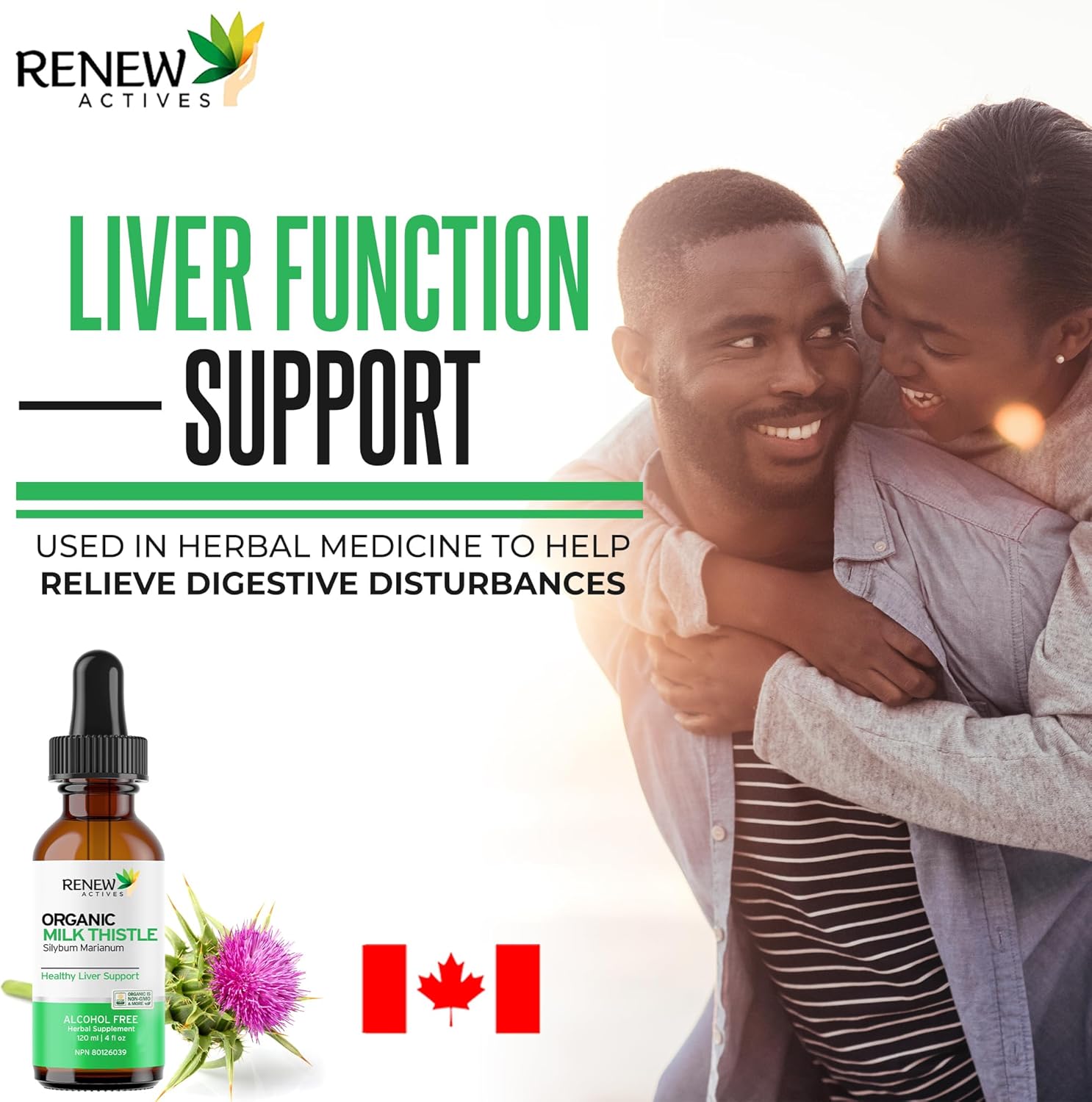 Renew Actives Milk Thistle Liquid Extract - Vegan Liver Cleanse Supplement Drops, 2 fl oz