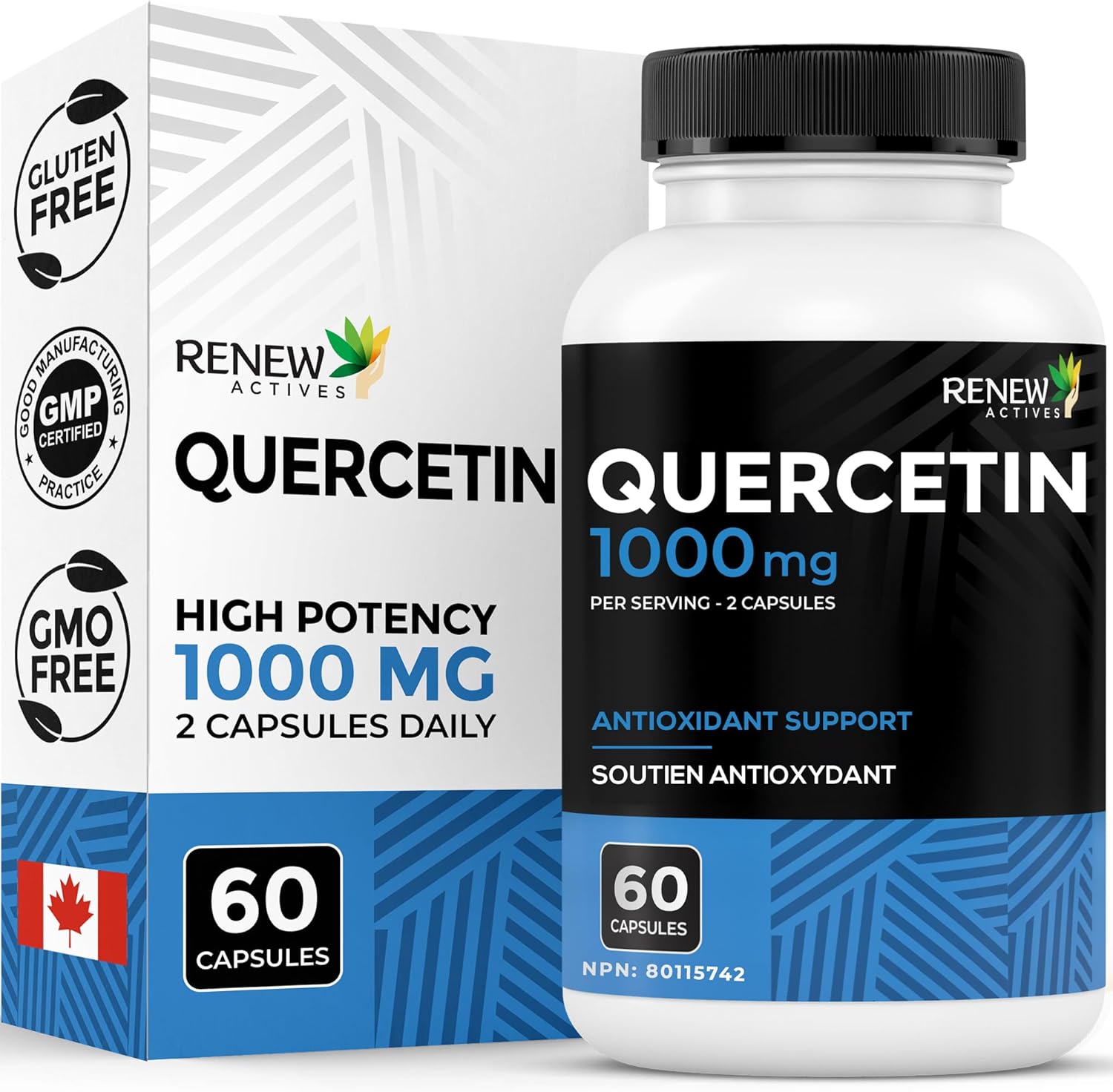 Renew Actives Quercetin 500mg, 60 Capsules, Natural Bioflavonoid Antioxidant