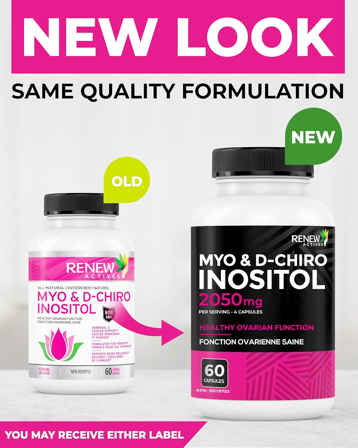 Renew Actives Myo-Inositol & D-Chiro Inositol Capsules 40:1 Ratio for Max Absorption