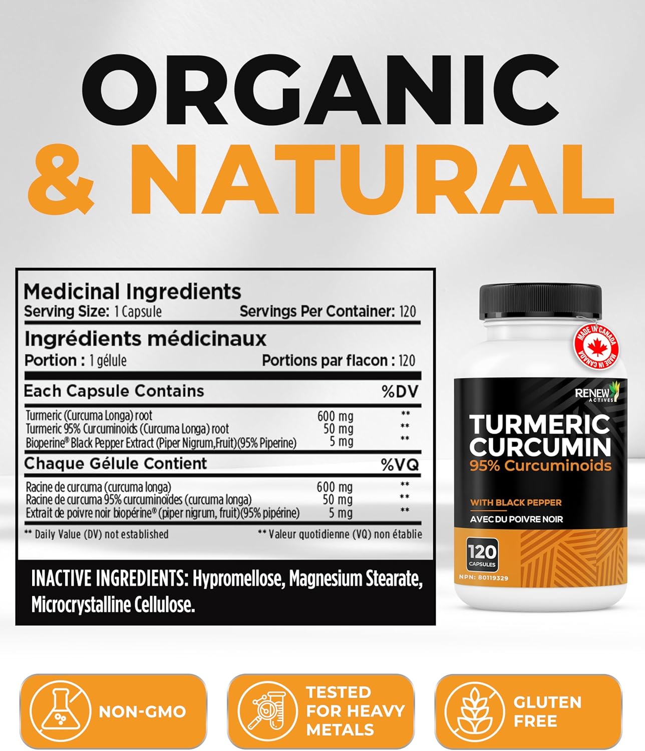 TURMERIC + BLACK PEPPER Capsules - Turmeric Curcumin w Bioperine
