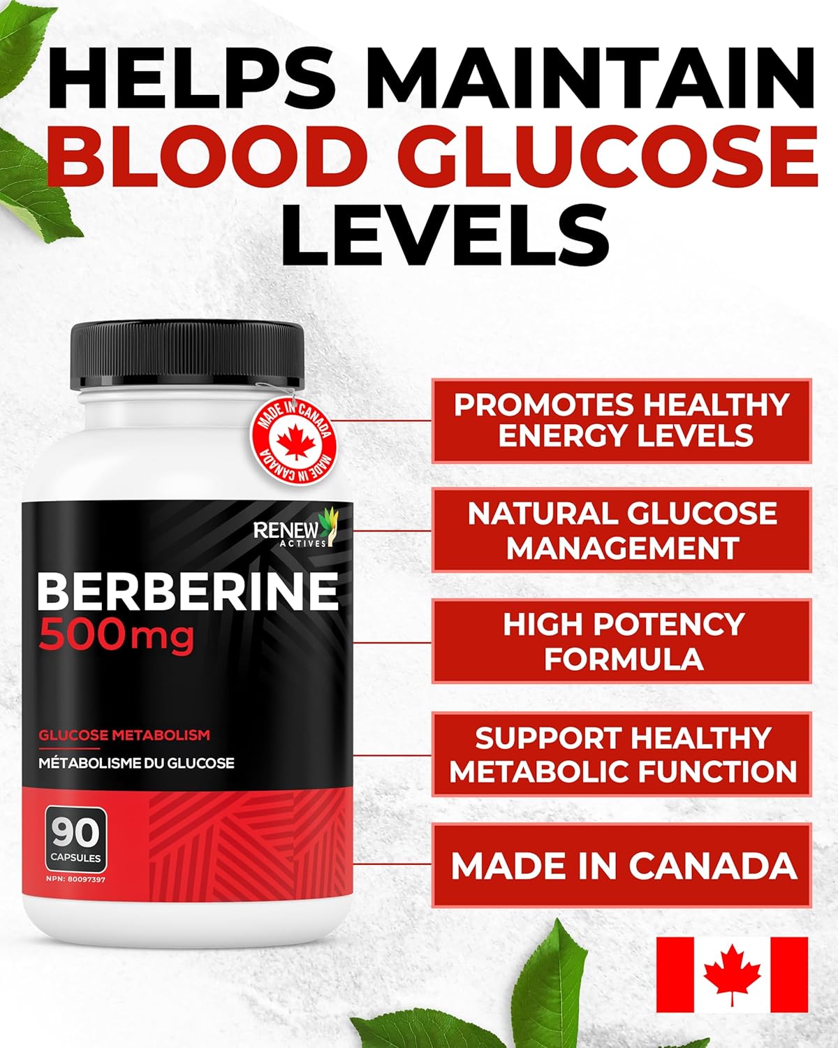Renew Actives High Potency Berberine 500mg - 90 Capsules