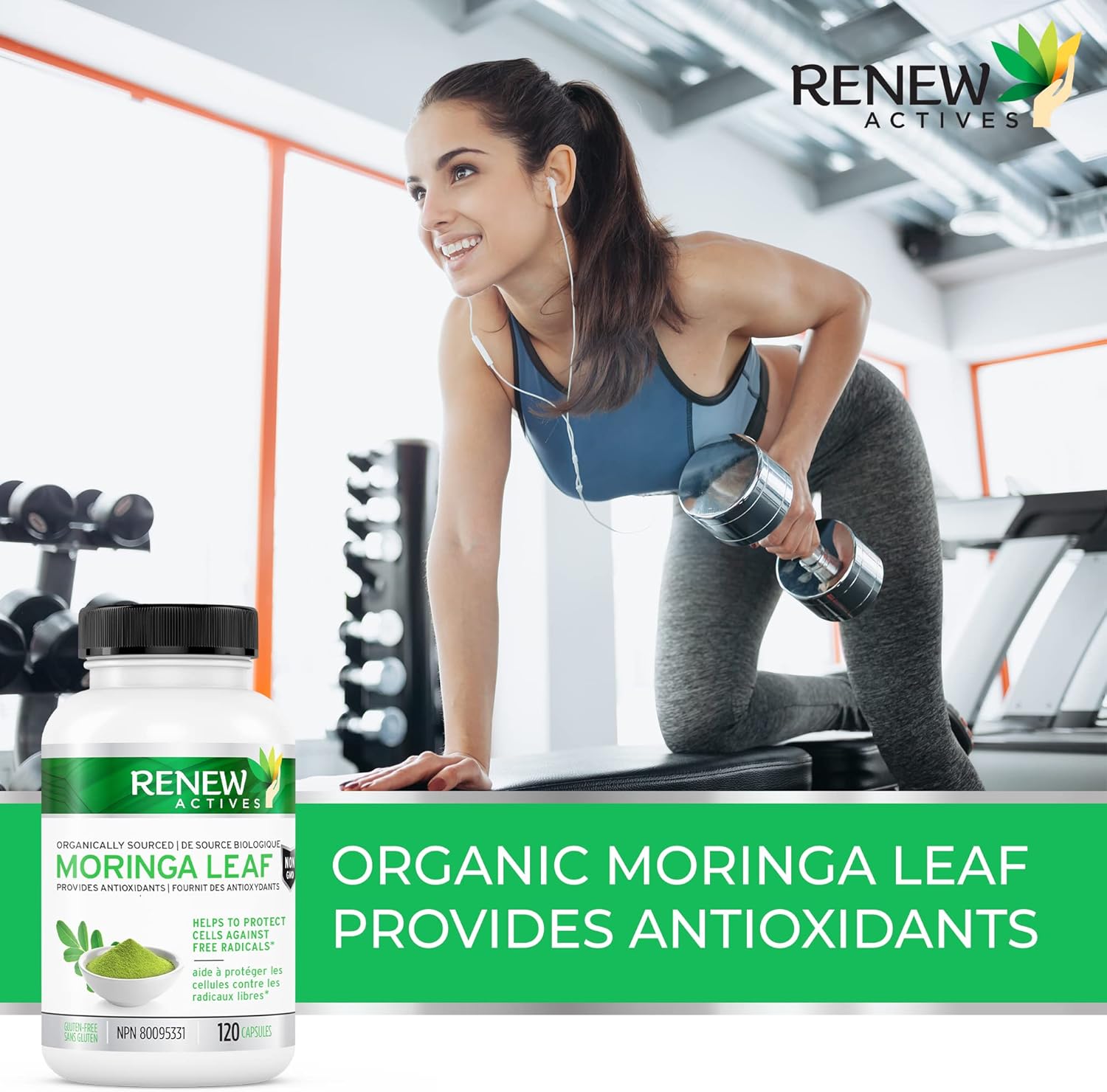 Renew Actives Organic Moringa Leaf Supplement: 120 High Potency Moringa Oleifera Capsules