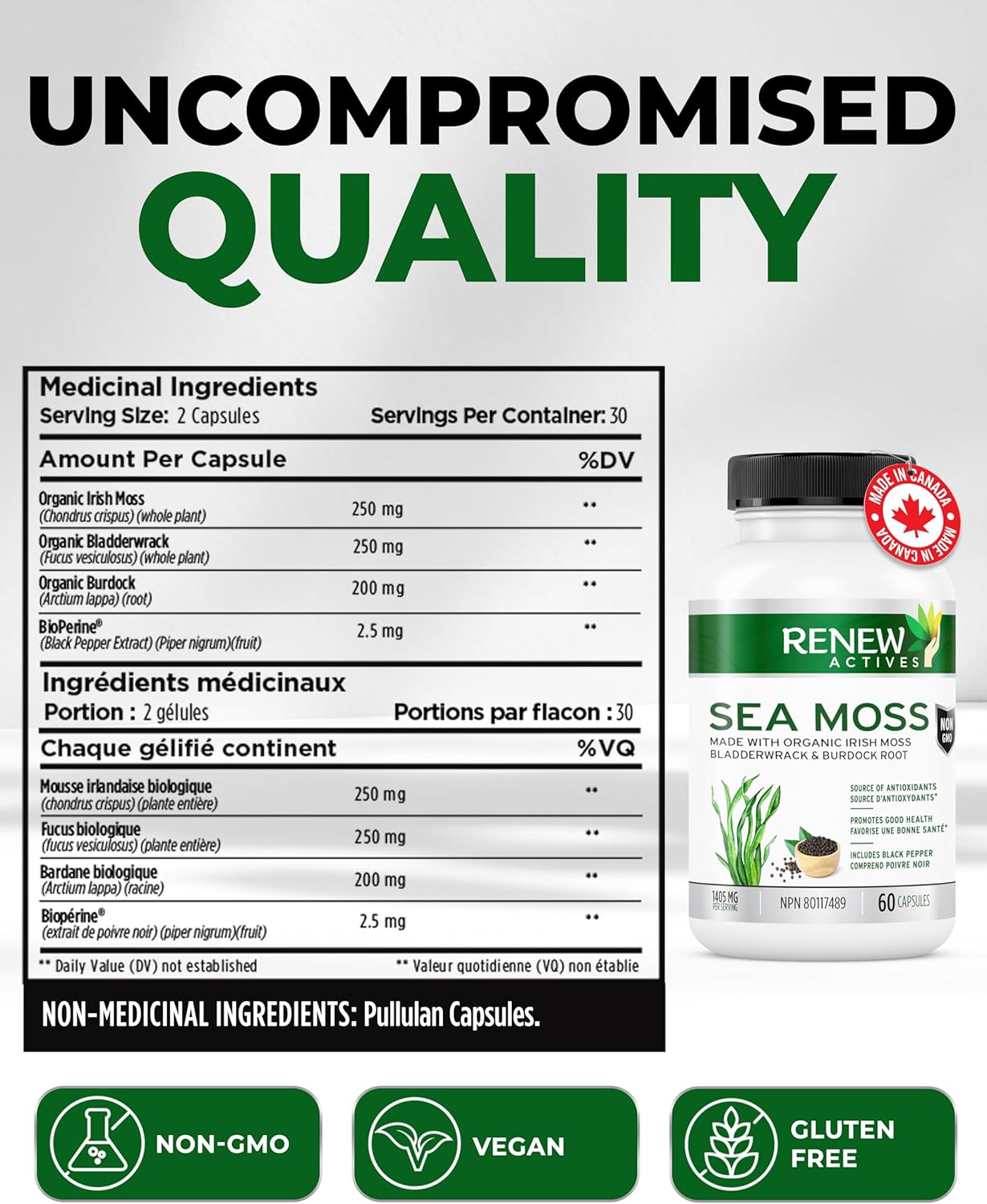 Renew Actives Sea Moss Capsules with BioPerine® for Max Absorption
